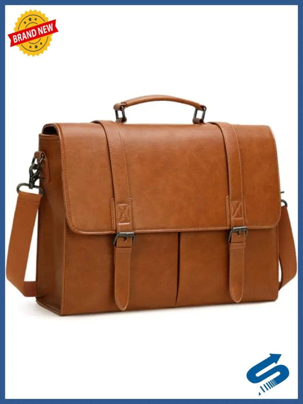 Vintage PU Leather Messenger Bag Laptop 15.6